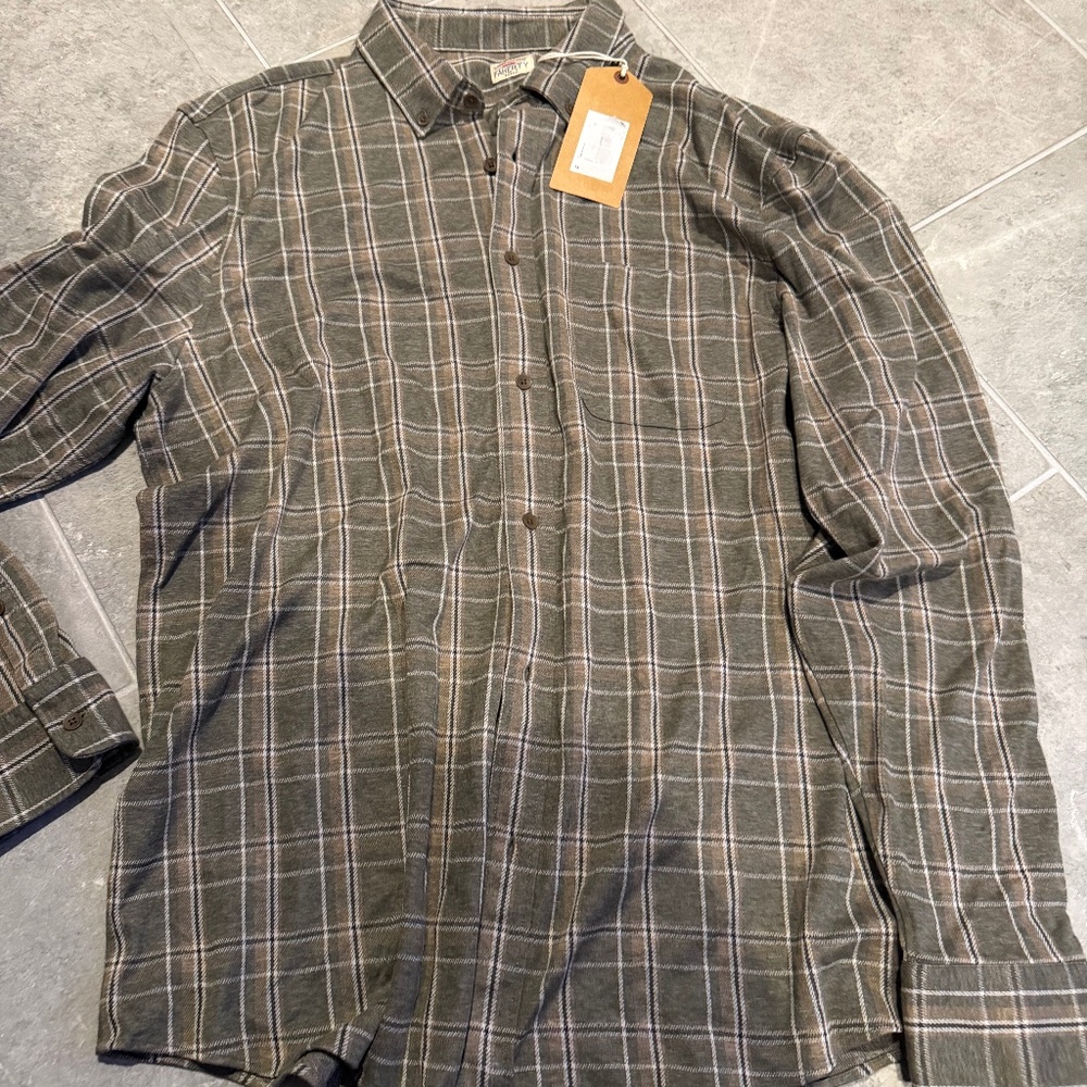 Faherty Coastline Knit Shirt in Pleasant Hill Plaid Size XL